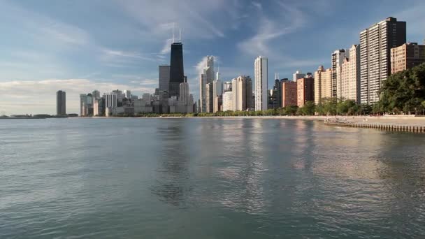 Stadens silhuett i Chicago. — Stockvideo