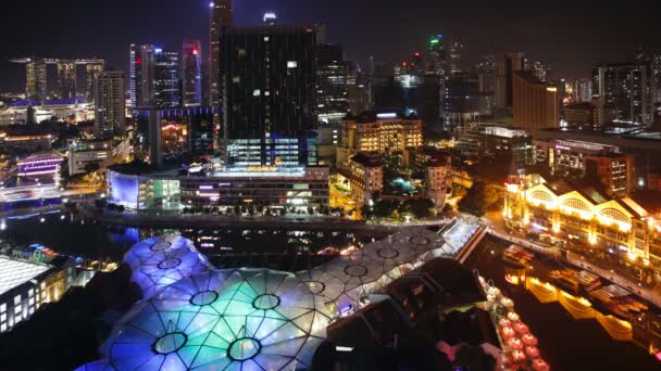 Dzielnica rozrywkowa w Clarke Quay, Singapur — Wideo stockowe