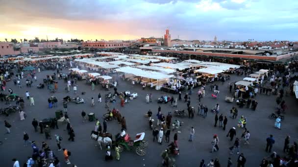 Djemaa el-Fna νυχτερινή αγορά, Μαρακές — Αρχείο Βίντεο