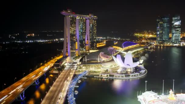 Luces Lazar y Marina Bay Sands Singapur — Vídeos de Stock