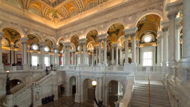 De grote zaal in de Thomas Jefferson-gebouw — Stockvideo