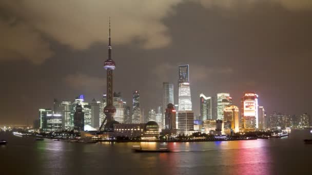 上海の夜のスカイライン — ストック動画