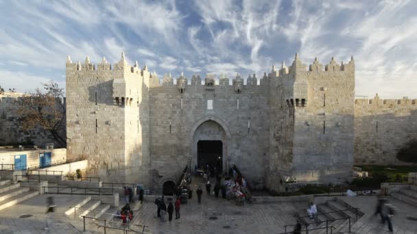 耶路撒冷旧城大马士革门 — 图库视频影像