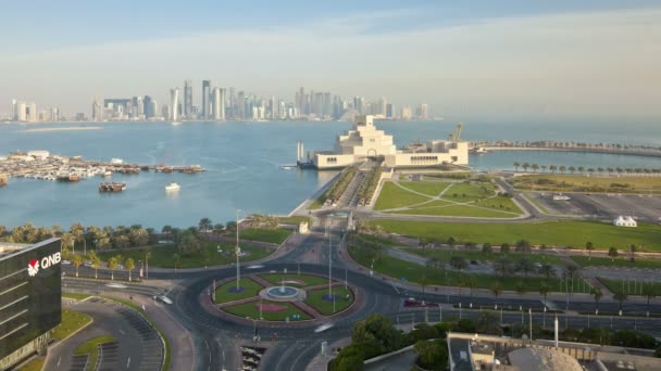 Museum of Islamic Art and the Dhow harbour — Stock Video