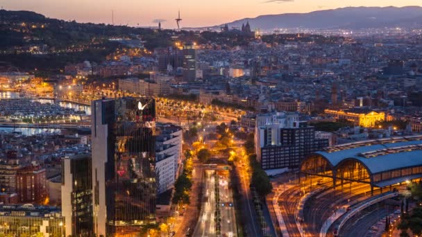 Centrum van de stad van Barcelona, Spanje — Stockvideo