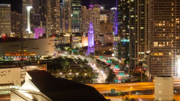 Biscayne Bulvarı ve Miami manzarası — Stok video