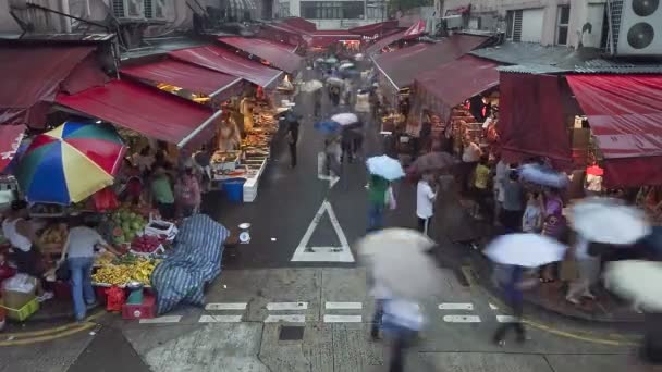 Drukke straatmarkt, Hong Kong — Stockvideo