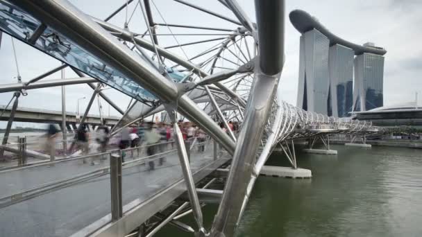 ヘリックスブリッジの人々, シンガポール — ストック動画