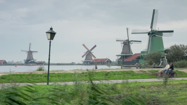 Traditional windmills at Zaanse Schans — Stock Video