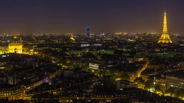 Arco del Triunfo y la Torre Eiffel, París — Vídeos de Stock