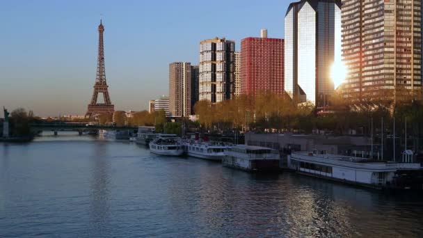 Senna e Torre Eiffel, Parigi — Video Stock