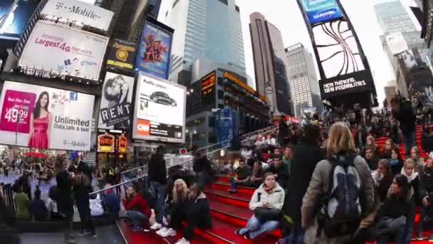 Neonová světla 42nd Street, Times Square — Stock video