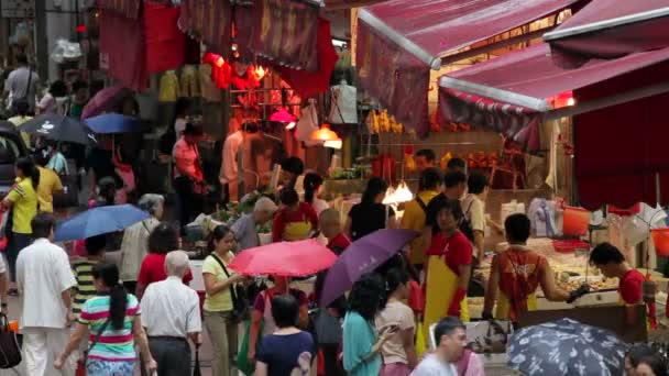 Busy Market Street, Hongkong — Stockvideo