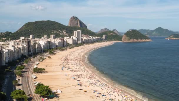 Copacabana Strand und Zuckerhut, Rio de Janeiro — Stockvideo