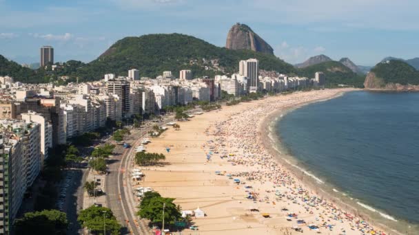 Copacabana Strand und Zuckerhut, Rio de Janeiro — Stockvideo
