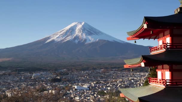 Mount Fuji och Chureito Pagoda, Japan — Stockvideo