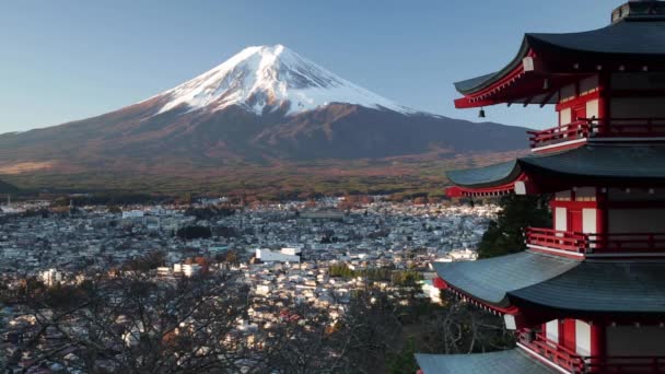 Monte Fuji e Chureito Pagoda, Japão — Vídeo de Stock