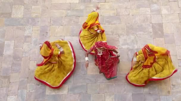 Women wearing Saris dancing outdoors — Stock Video