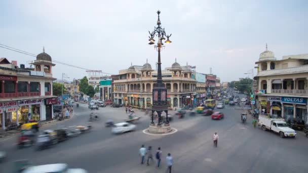 Traffico intenso incrocio a Jaipur — Video Stock