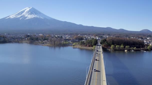 Jezero Kawaguči s hory Fudži — Stock video