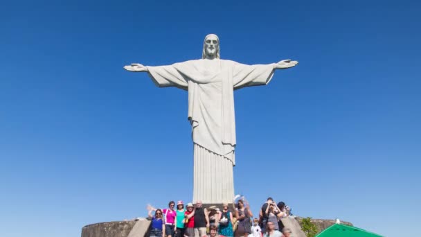 İsa kurtarıcı heykeli, rio de janeiro — Stok video