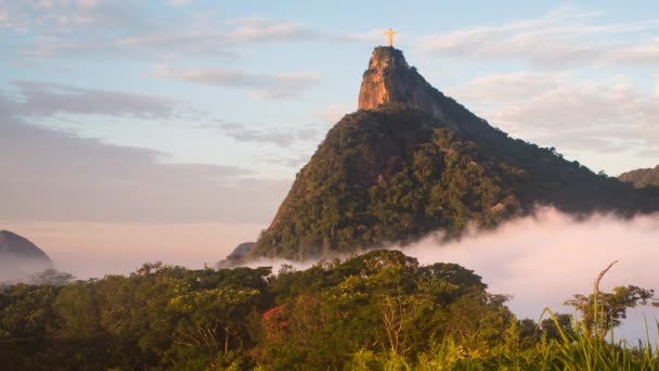 İsa kurtarıcı heykeli, rio de janeiro — Stok video