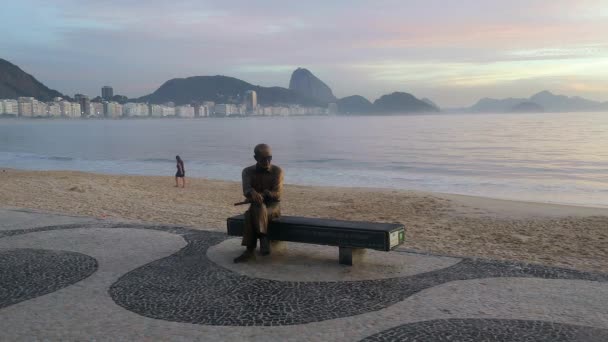 Brasilianischer Dichter carlos drummond de andrade statue — Stockvideo