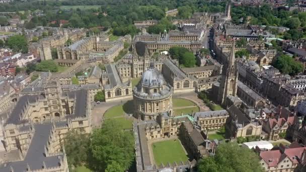 Aerial Radcliffe Camera Bodleian Library Oxford University Oxford City Centre — Αρχείο Βίντεο
