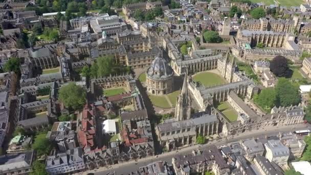 Aerial Radcliffe Camera Bodleian Library Oxford University Oxford City Centre — Vídeo de Stock