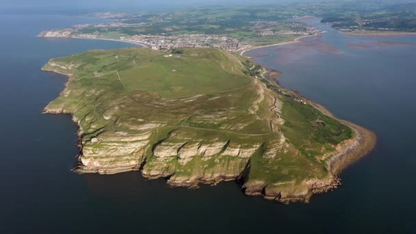 Antenne Der Landzunge Great Orme Llandudno Gwynedd North Wales Großbritannien — Stockvideo