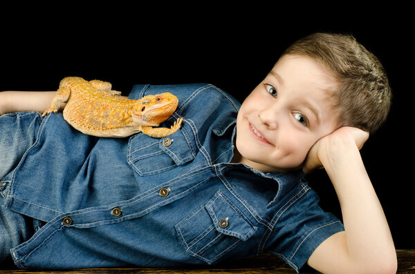 little boy and dragon - best friend