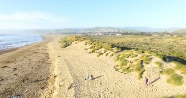 Mensen lopen op strand — Stockvideo