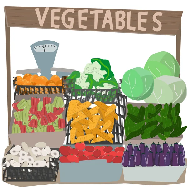 Detailhandel in groenten en fruit — Stockvector