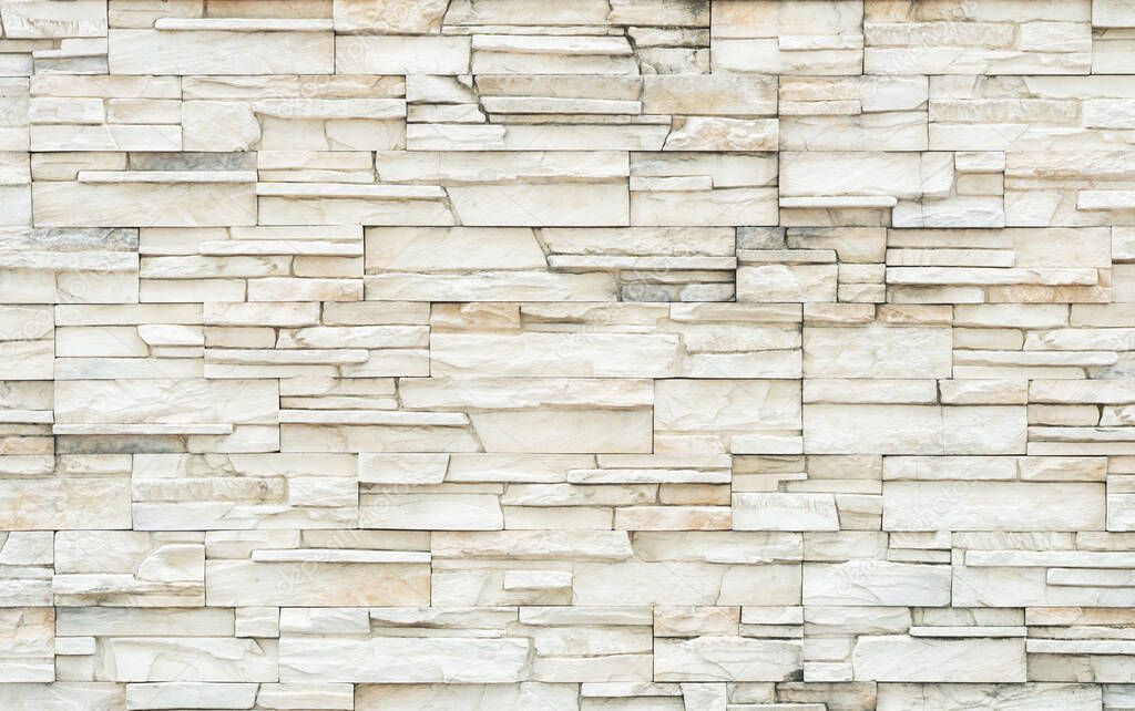 Clear White Stone Brick Wall Background, Modern Tile Architecture Texture