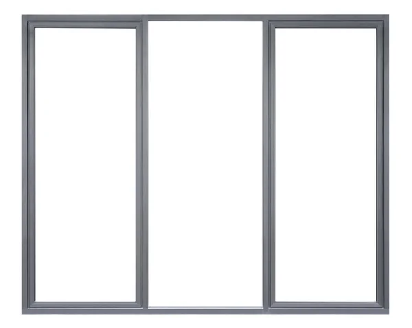 Groot Helder Zwart Pvc Glas Raam Geïsoleerd Witte Achtergrond Moderne — Stockfoto