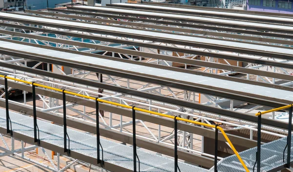 Industry Steel Rooftop Walkway Grid Structure Solar Module Roof Installation — Stock Photo, Image