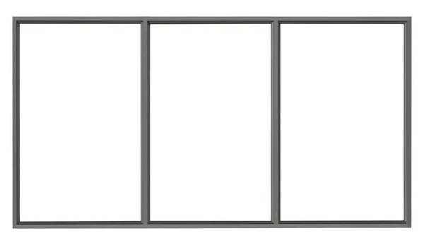 Modern Zwart Metalen Raam Geïsoleerd Witte Achtergrond Leeg Glas Interieur — Stockfoto