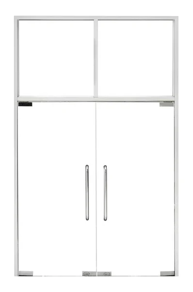 Современная Металлическая Стеклянная Дверь Офисного Магазина Изолированный Прозрачный Оконный Рамочный — стоковое фото