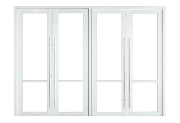 Shopfront Διπλές Γυάλινες Πόρτες Που Απομονώνονται Λευκό Φόντο Σαφές Κενό Φωτογραφία Αρχείου