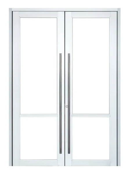 Nowoczesne Drzwi Biurowe Metalowe Uchwyt Izolowane Białym Tle Wejście Frontstore — Zdjęcie stockowe