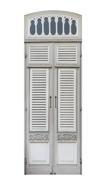 Realistyczny Klasyczny Styl Drewniane Drzwi Ramki Izolowane Białym Tle Stare — Zdjęcie stockowe