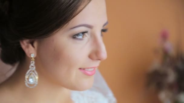 Bella sposa in posa per la fotocamera — Video Stock