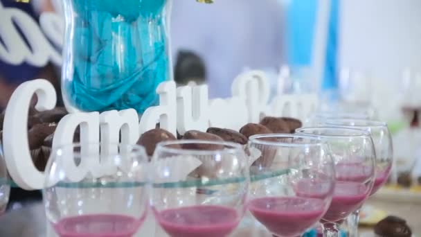 Delicious Candy bar at a wedding — Stock Video