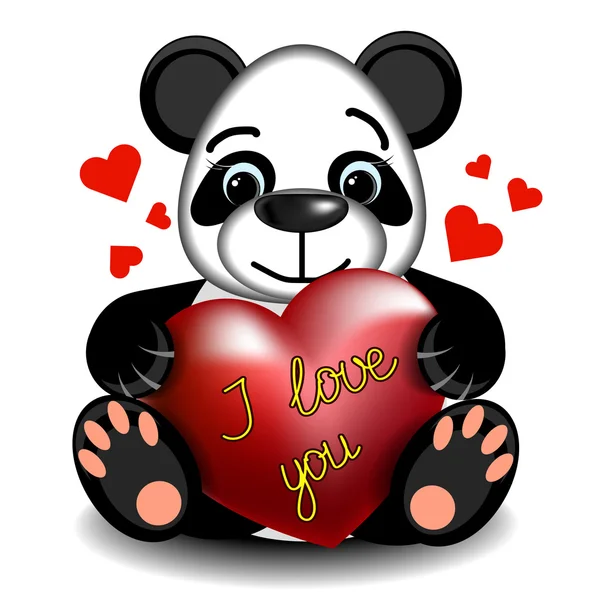 Amore Panda con cuore — Vettoriale Stock