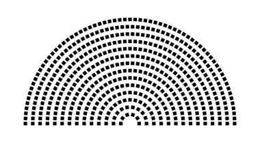 Hemicycle 495 koltuk - 14 sıra - 180 derece