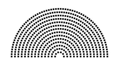 Hemicycle 498 koltuk - 14 sıra - 180 derece