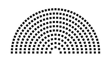 Hemicycle 237 koltuk - 10 sıra - 180 derece