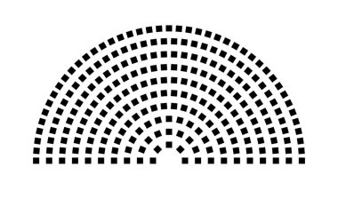 Hemicycle 238 koltuk - 10 sıra - 180 derece