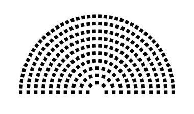 Hemicycle 239 koltuk - 10 sıra - 180 derece