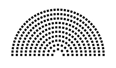 Hemicycle 241 koltuk - 10 sıra - 180 derece